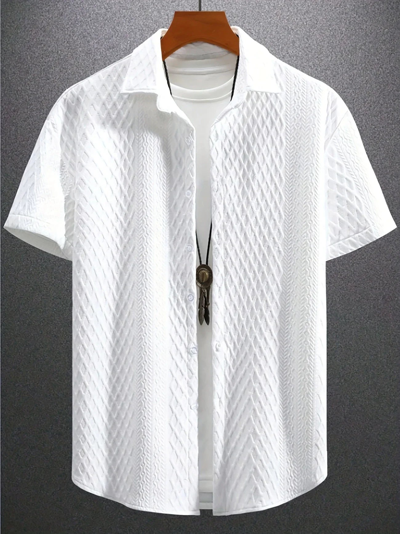 Men's Floral Print Short Sleeve Shirt – Casual Button-Up Collared Leisure Wear