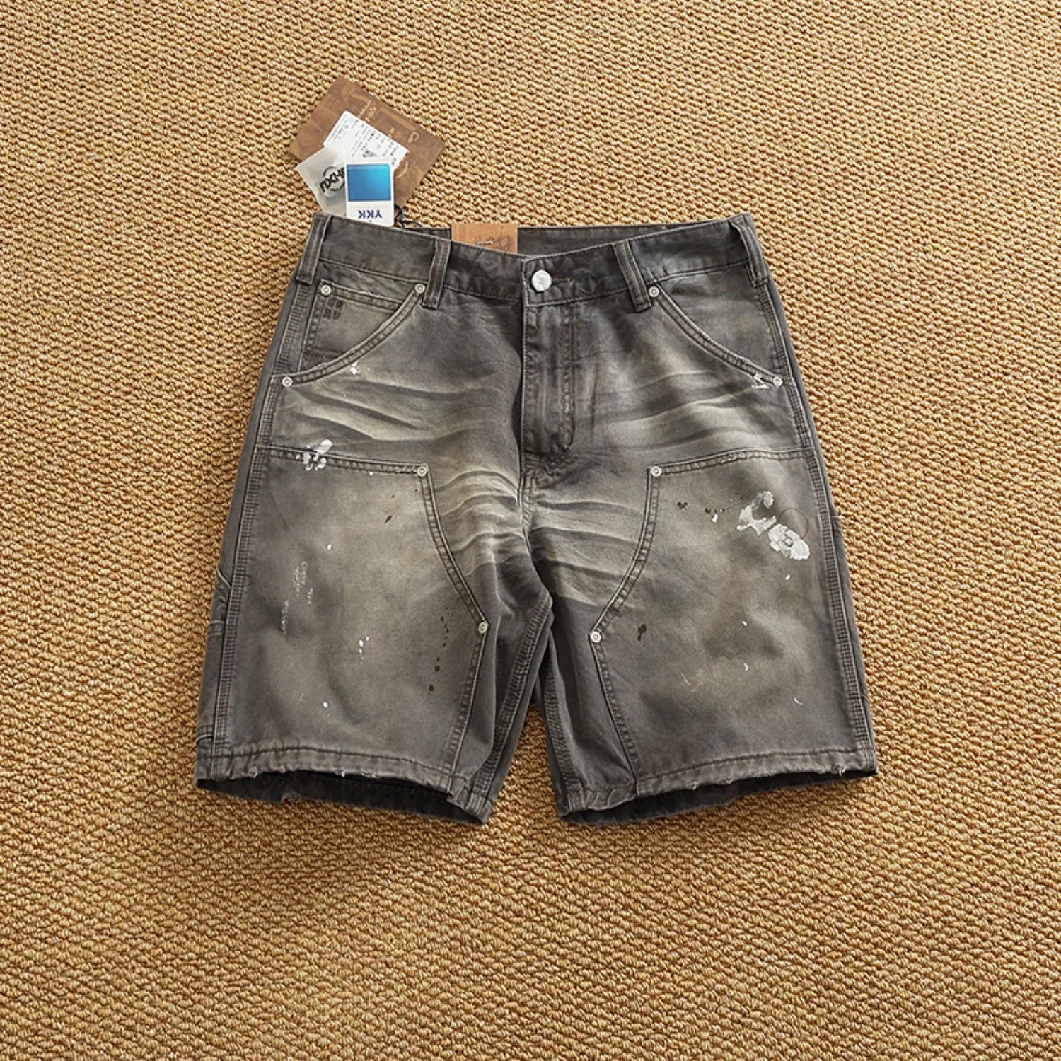 Men's Heavy Washed Cargo Shorts – High Quality Woven Nail Texture