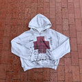 Y2K Red Cross Distressed Hoodie — Vintage Streetwear Pullover