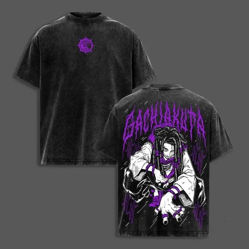 Gachiakuta Anime Washed Oversized T-Shirt – Y2K Hip Hop Unisex Cotton Tee