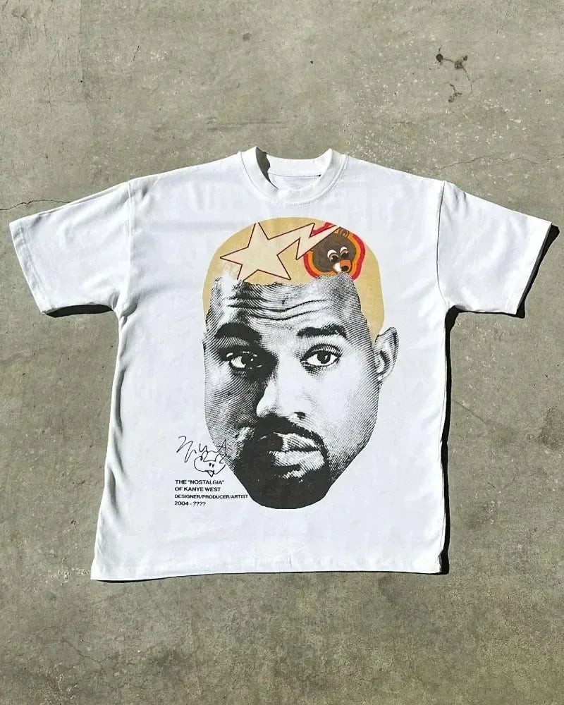 Kanye Celebrity Portrait Hip Hop T-Shirt – Unisex Oversized Streetwear