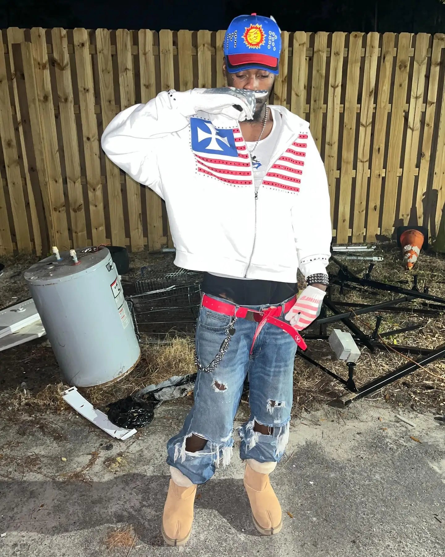 American Flag Rhinestone Embroidery Zip Hoodie – Y2K Oversized Gothic Sweatshirt