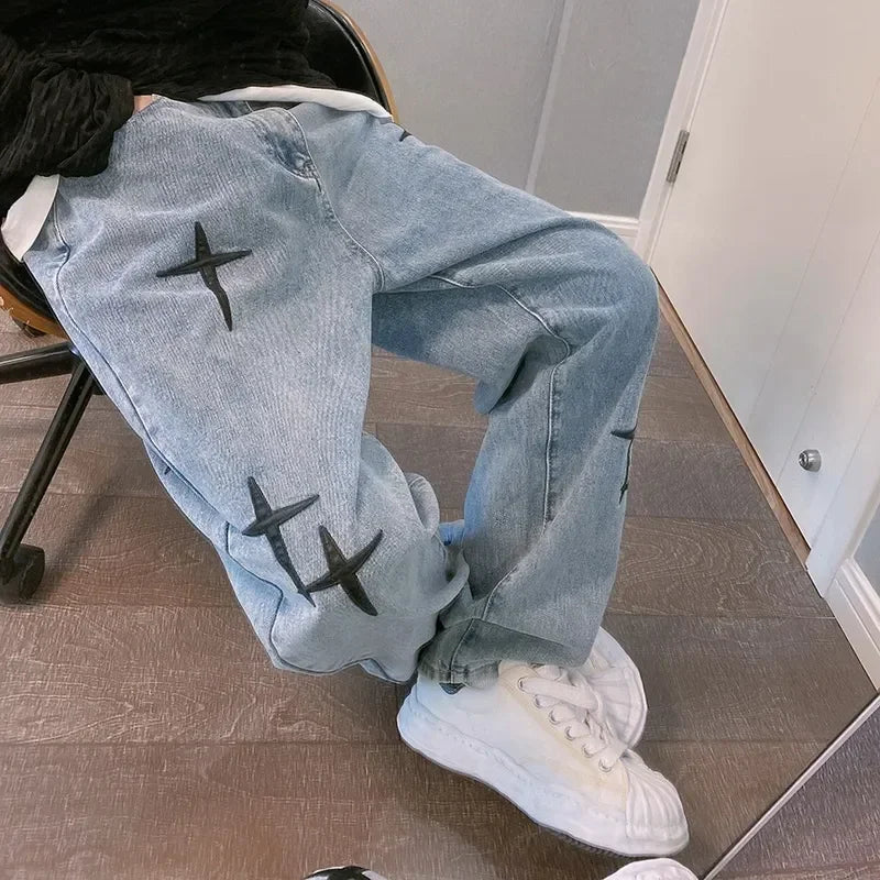 Y2K Wide Leg Cargo Jeans — Baggy Multi-Pocket Streetwear Denim