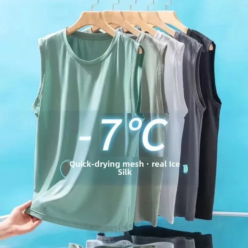 Men's Ice Silk Mesh Vest – Lightweight Sleeveless Sports Tank Top