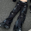 Y2K Cargo Tracksuit Pants — Leather Splice Streetwear Joggers
