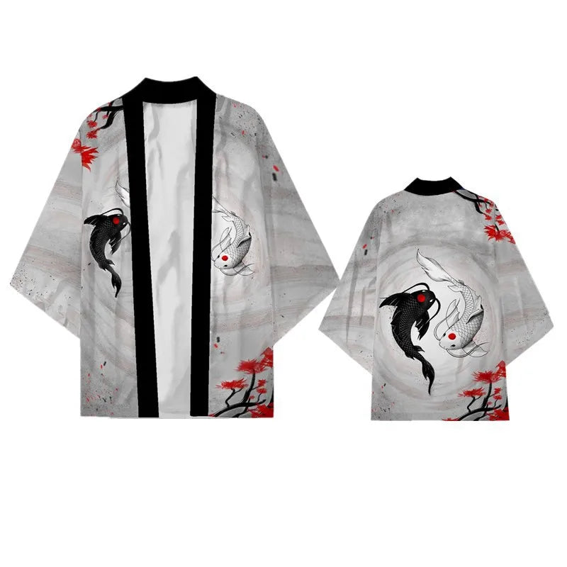 Japanese Kimono Cardigan – Dragon Print Samurai Haori Yukata (3XL-5XL)