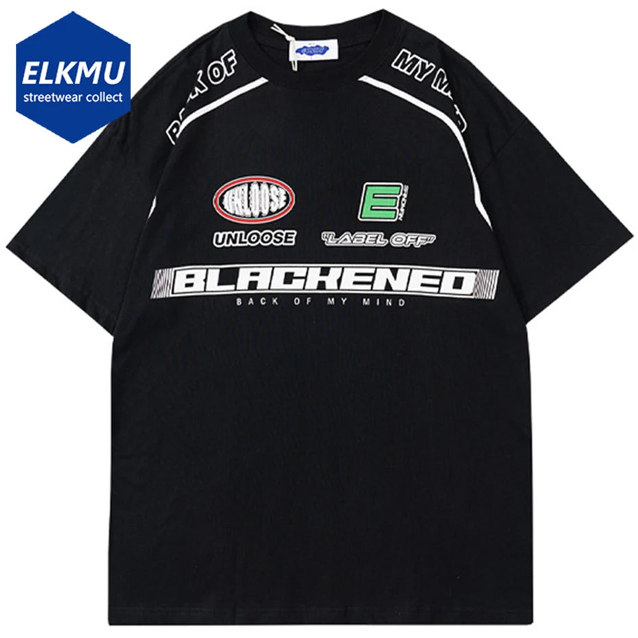 Harajuku Y2K Oversized Tee — Motorcycle Racing Streetwear