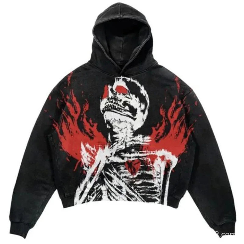 Skull Letter Print Hoodie | Y2K Harajuku Streetwear Couple Outfit | Unisex S-XL