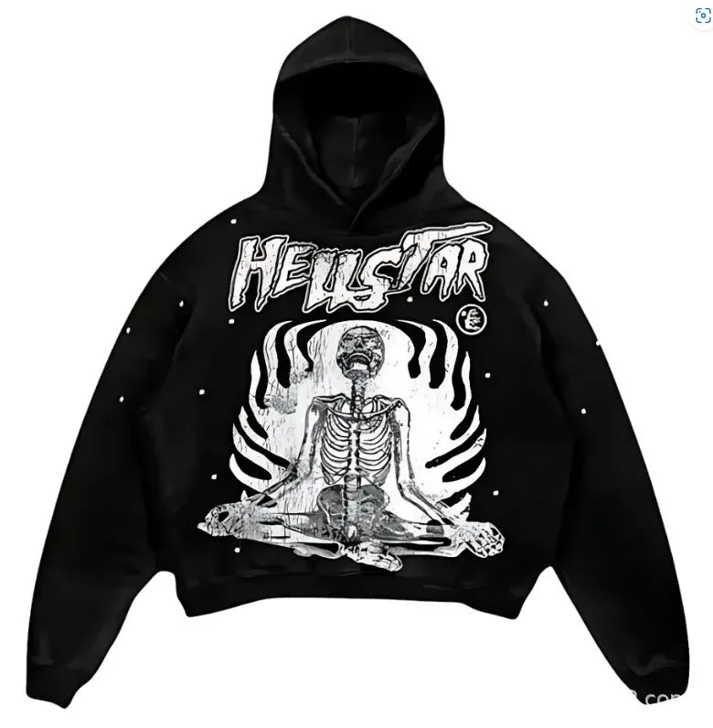 Skull Letter Print Hoodie | Y2K Harajuku Streetwear Couple Outfit | Unisex S-XL