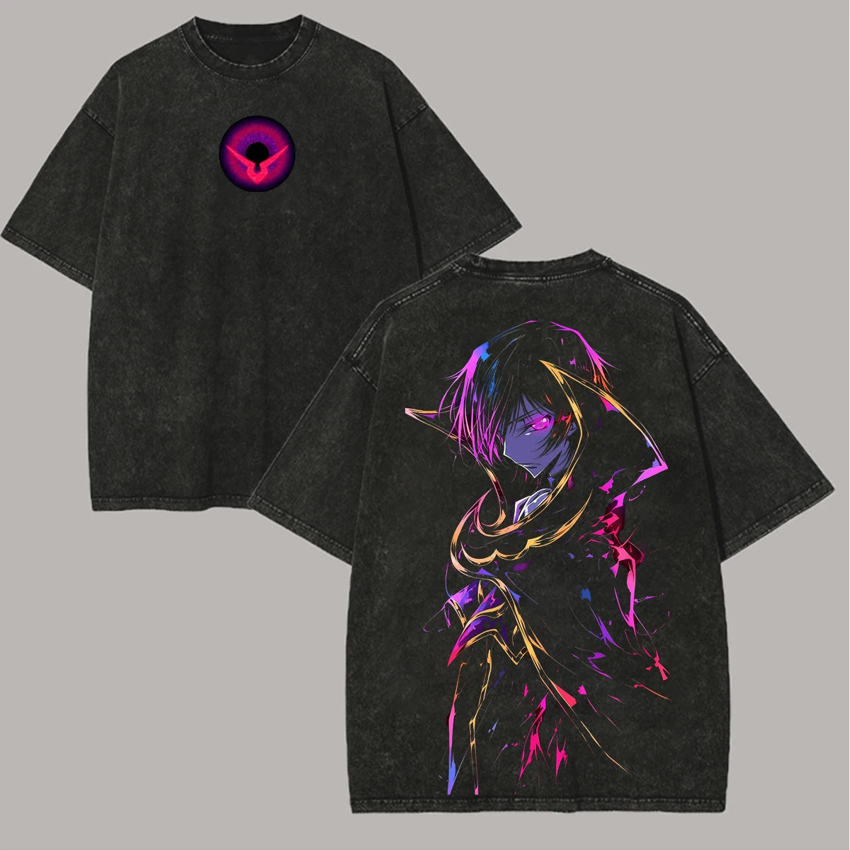 Anime Lover Code Geass New Model Washed T-shirt Year round clothing personality Clothes Plus Size Unisex Y2k Short high quality
