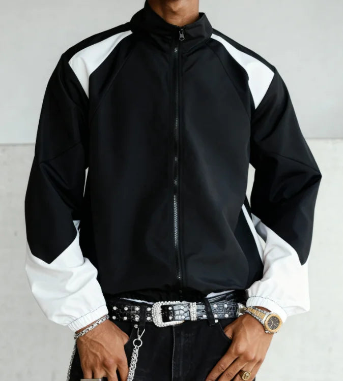 Men's Color-Blocked Lightweight Jacket – Windproof Casual Travel Coat