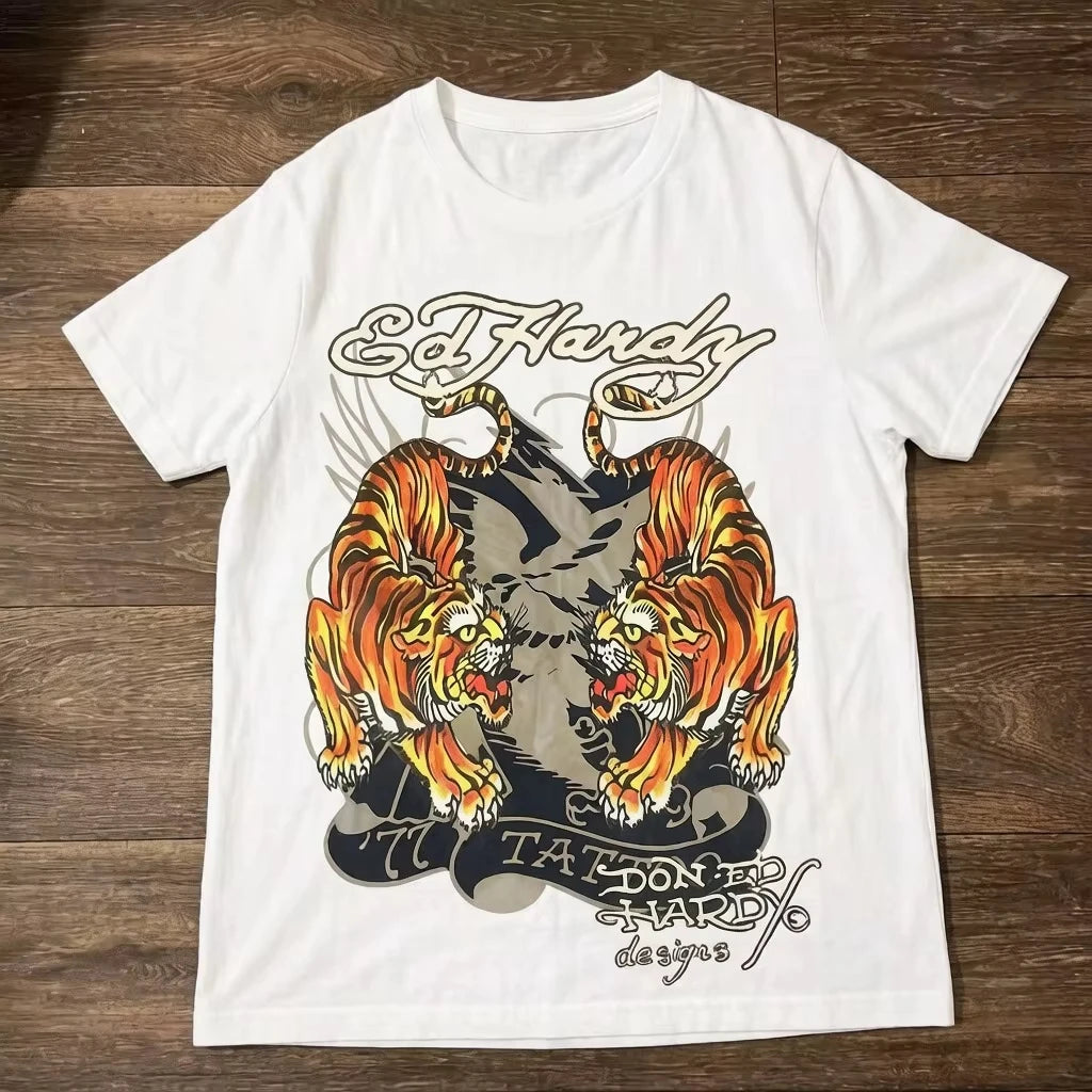 Ed Hardy Inspired Vintage Luxury Men's T-Shirt – Casual Printed Summer Tee 2026