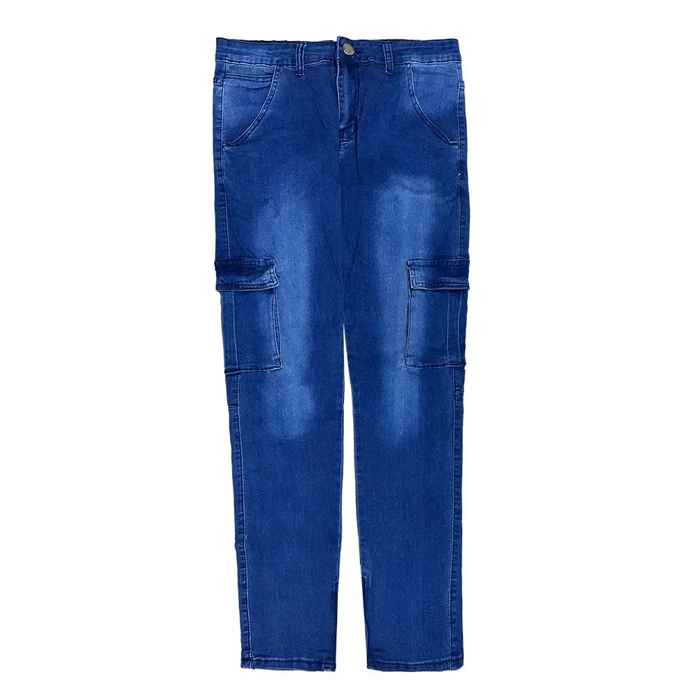 Y2K Wide Leg Cargo Jeans — Baggy Multi-Pocket Streetwear Denim