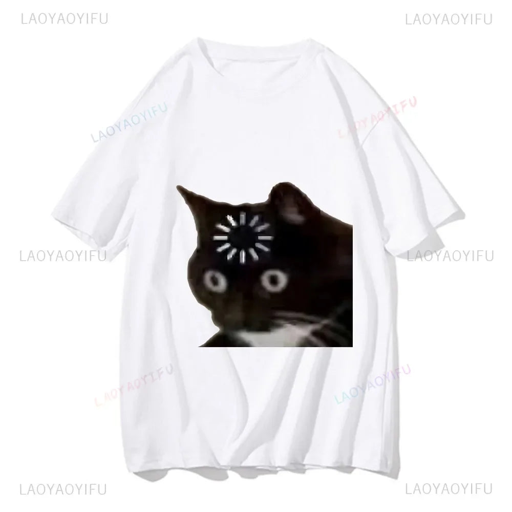 Funny Cat Meme Print Kawaii T-Shirt – Y2K Harajuku Style