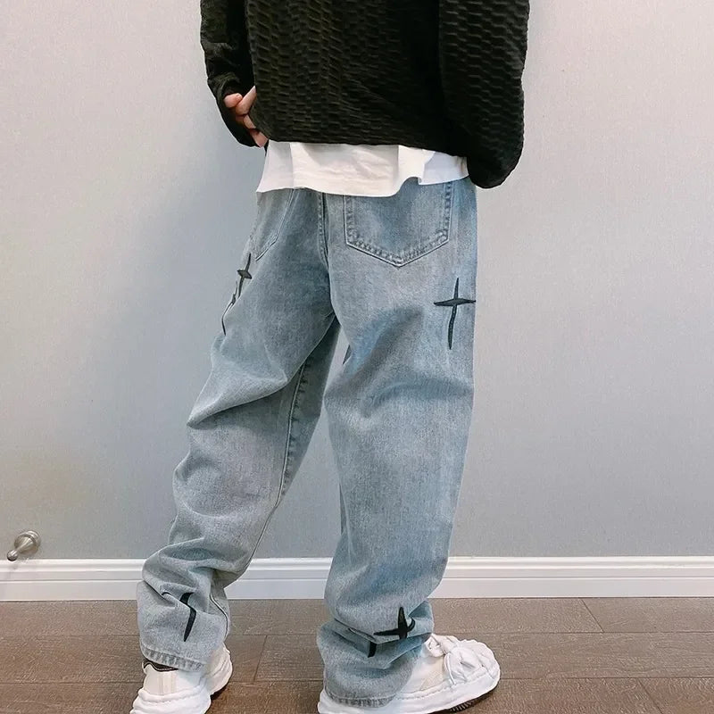 Y2K Wide Leg Cargo Jeans — Baggy Multi-Pocket Streetwear Denim