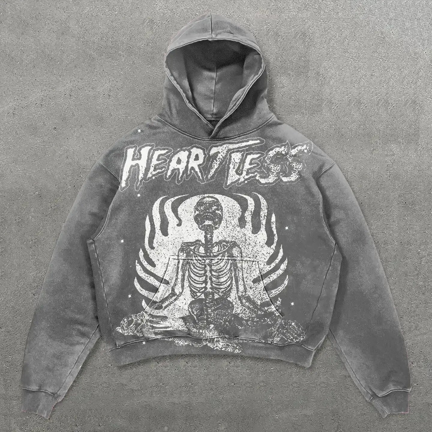Skull Letter Print Y2K Harajuku Hoodie – Unisex Gothic Streetwear