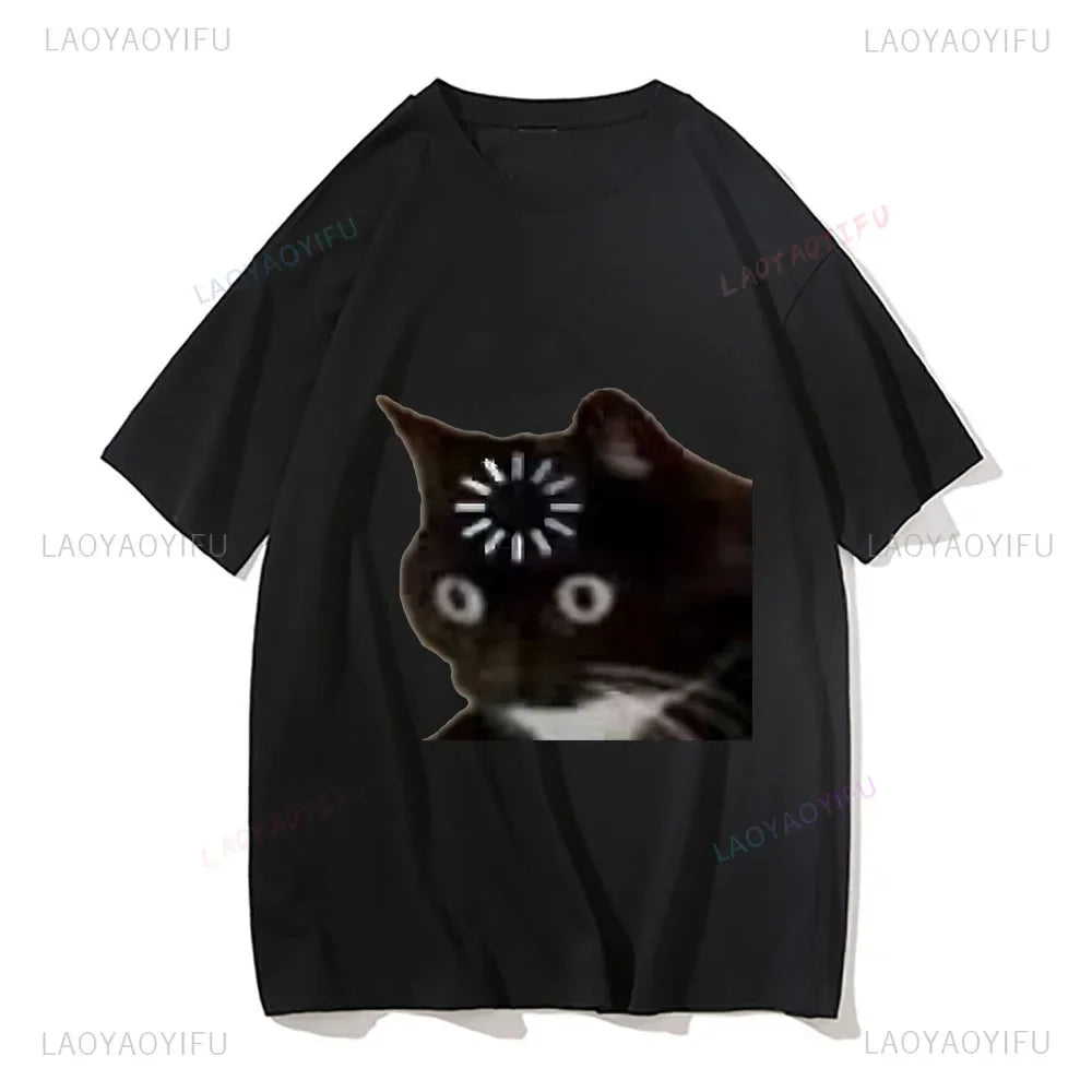 Funny Cat Meme Print Kawaii T-Shirt – Y2K Harajuku Style