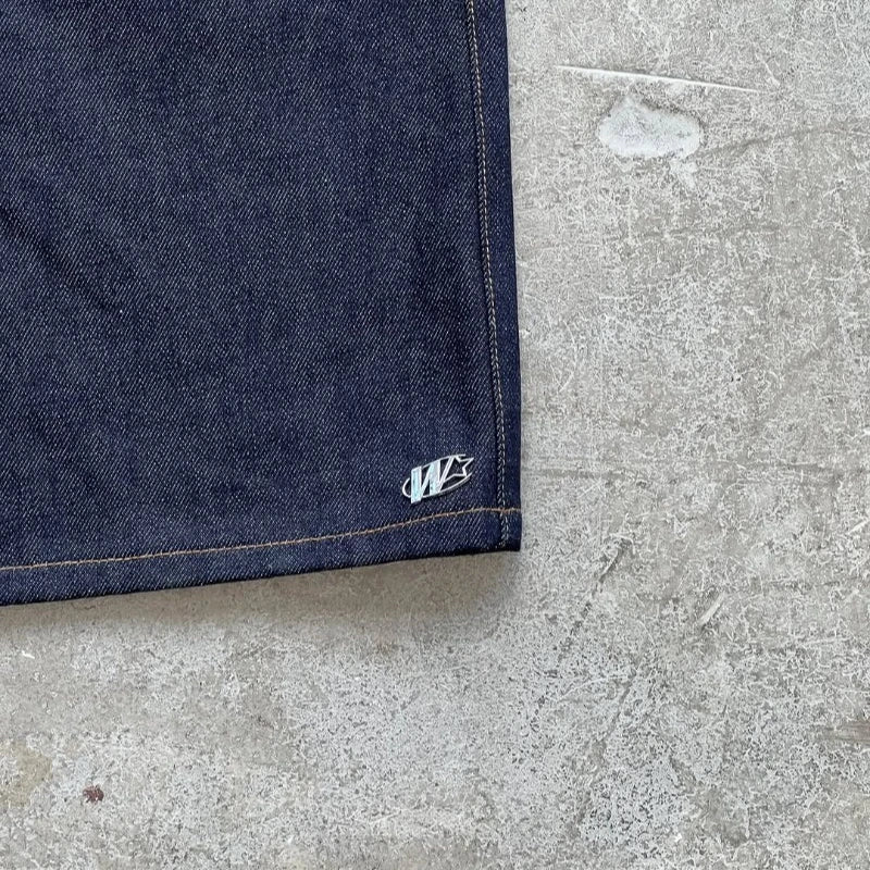 Y2K Baggy Denim Shorts – Retro Embroidered Hip Hop Streetwear