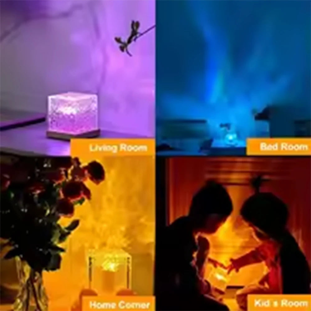 RGB Ocean Wave Aurora Night Light Projector – 16 Colors Remote Control