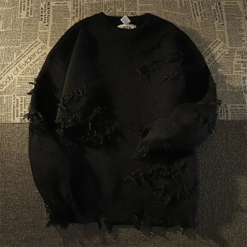 American Retro Punk Sweater — Y2K Fake Two-Piece Streetwear