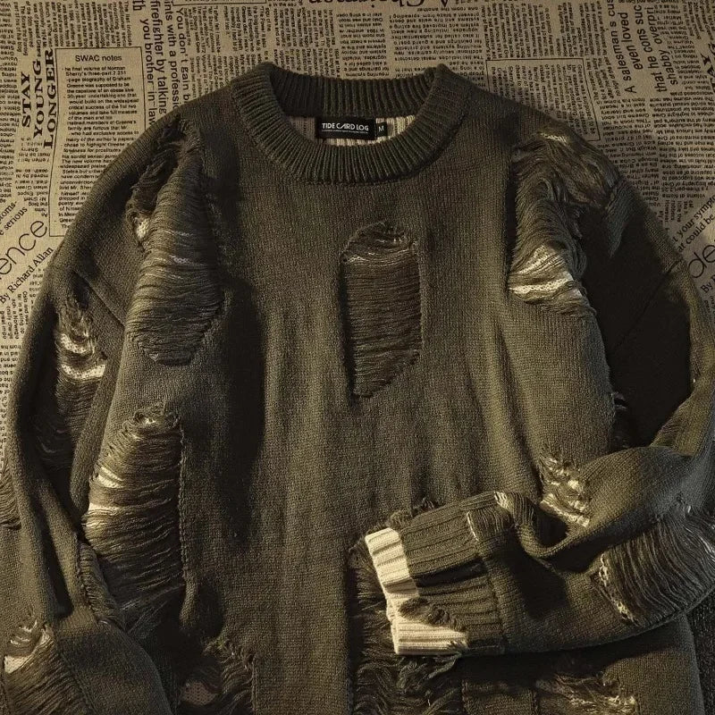 American Retro Punk Sweater — Y2K Fake Two-Piece Streetwear