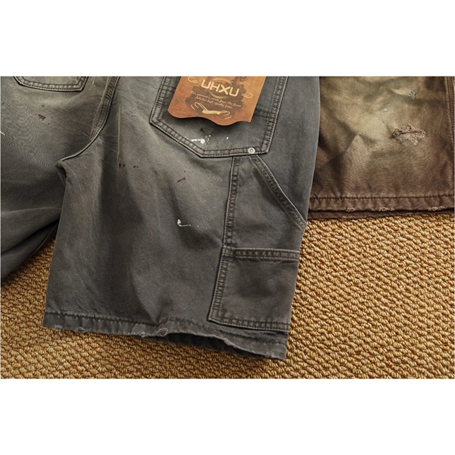 Men's Heavy Washed Cargo Shorts – High Quality Woven Nail Texture