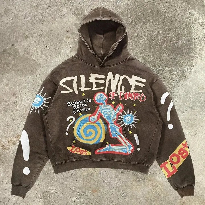 Skull Letter Print Y2K Harajuku Hoodie – Unisex Gothic Streetwear