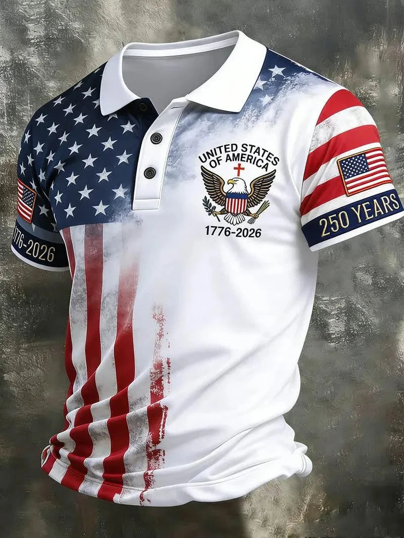 USA 250th Anniversary Polo Shirt – American Flag 1776-2026 Patriotic Apparel