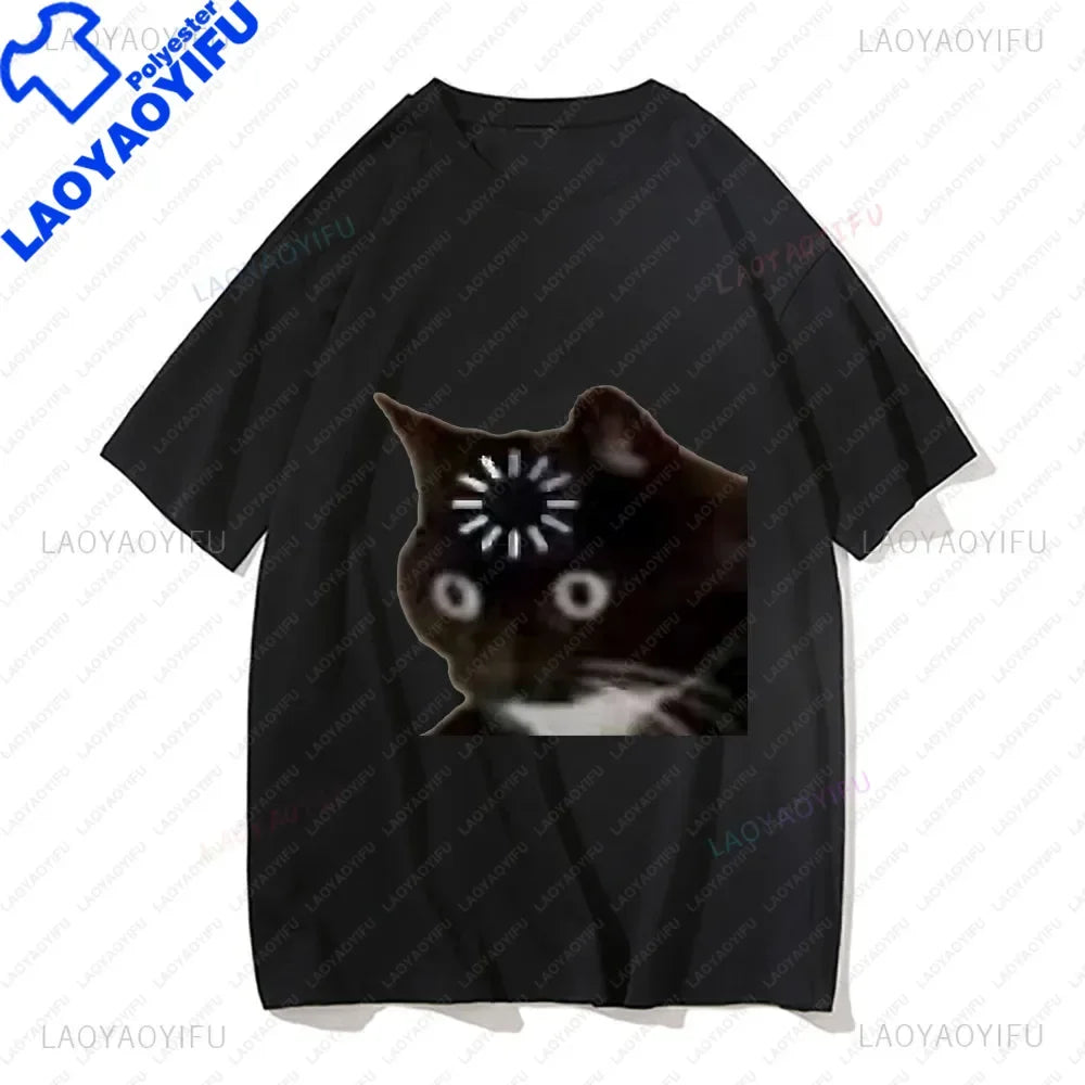 Funny Cat Meme Print Kawaii T-Shirt – Y2K Harajuku Style
