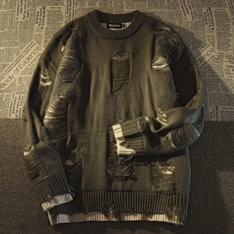 American Retro Punk Sweater — Y2K Fake Two-Piece Streetwear