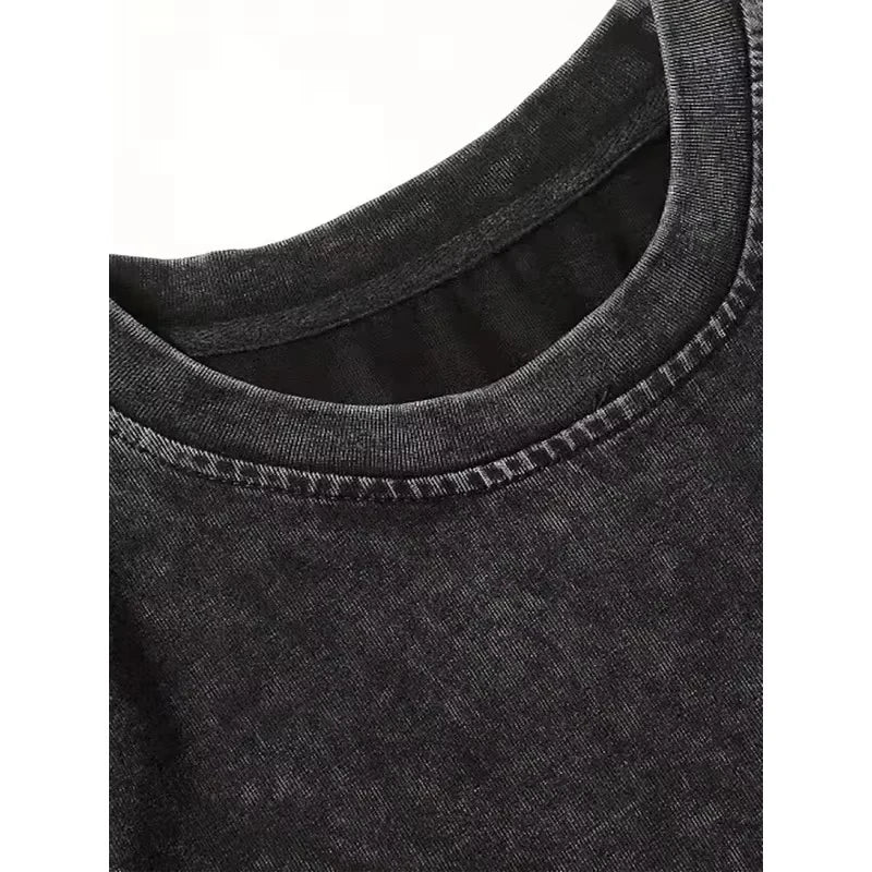 Men's Gothic Style Dark Style Retro Short Sleeved Street Washed Cotton Loose Fitting Unisex T-shirt Fashion Trend Y2K