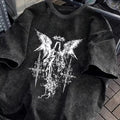 Men's Gothic Style Dark Style Retro Short Sleeved Street Washed Cotton Loose Fitting Unisex T-shirt Fashion Trend Y2K