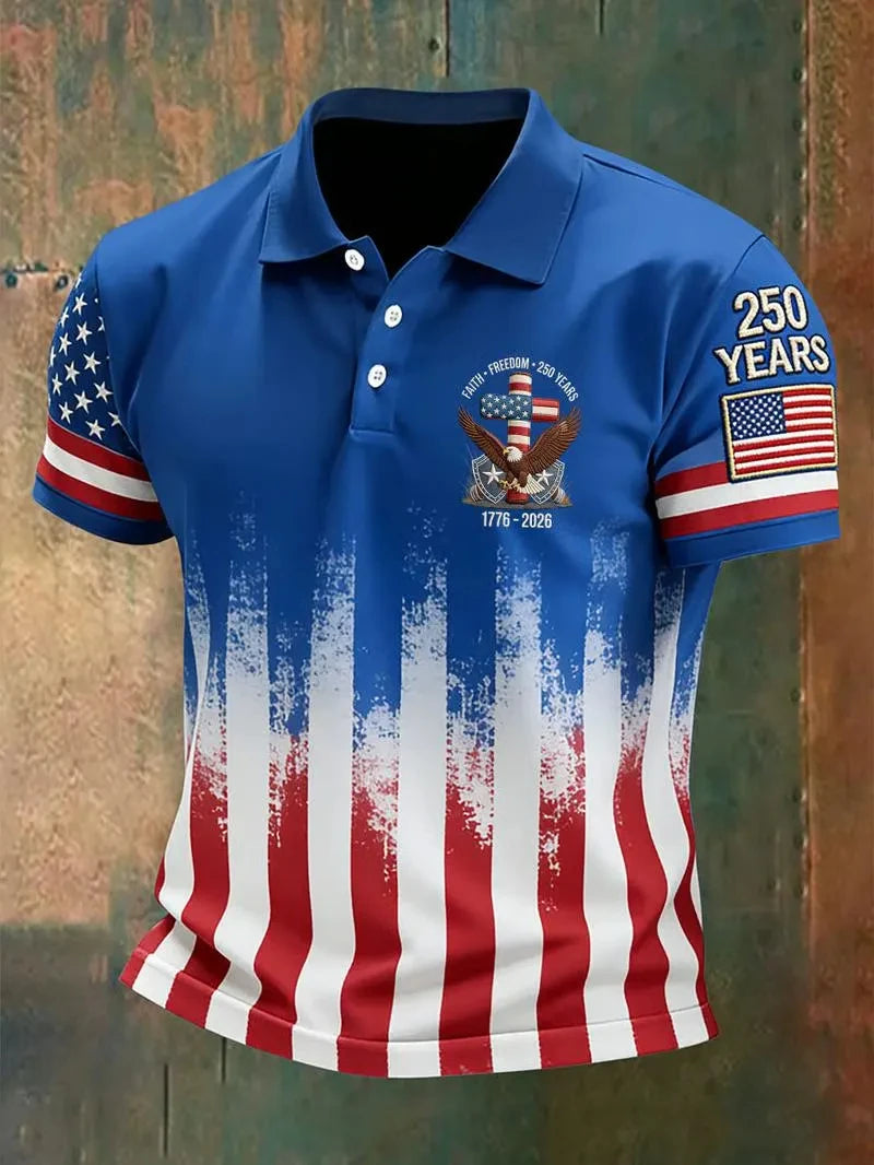 USA 250th Anniversary Polo Shirt – American Flag 1776-2026 Patriotic Apparel