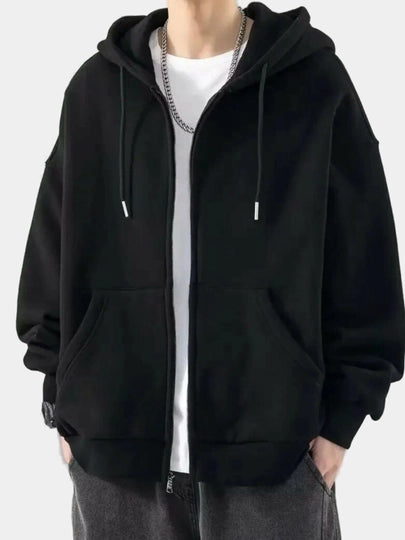 Harajuku Ninja Zip-Up Hoodie | Y2K Oversized Embroidered Double Hat Washed Sweatshirt | Unisex S-XL